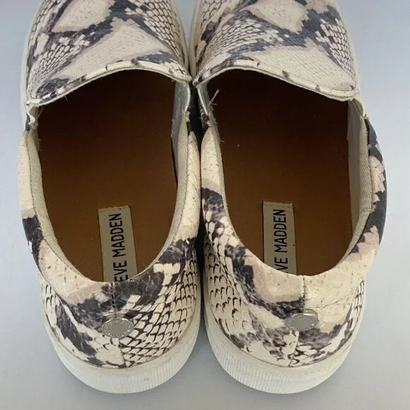 Steve Madden Gills Womens 8M Snake Print Platform Slip on Sneakers Leather Shoes - Picture 11 of 16